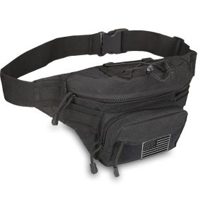 EDC Fanny Pack - Tactical Pouch with USA Flag Patch (Color: Black)